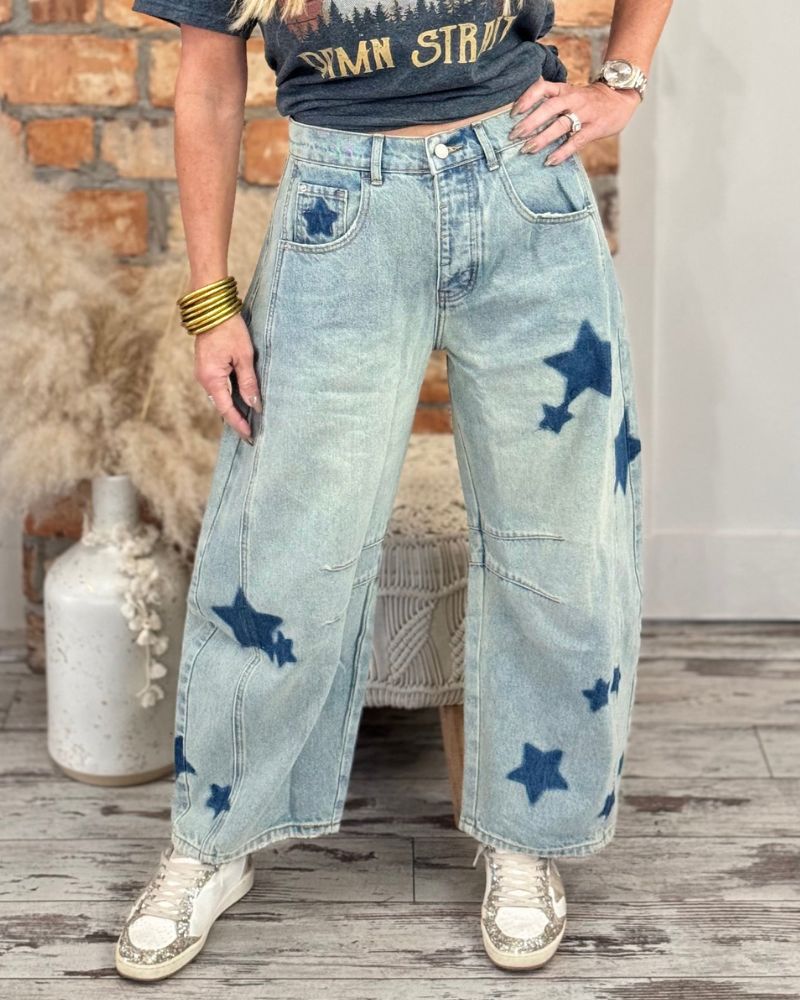 Casual Star Print Carrot Jeans