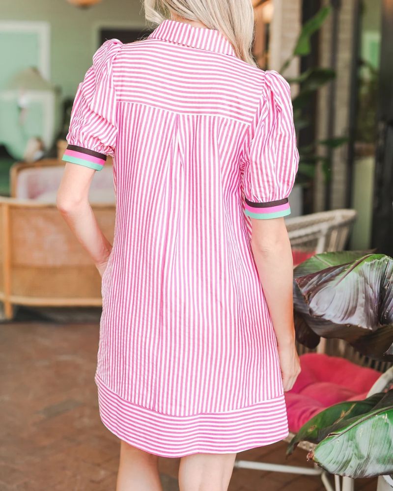 Colorblock Sleeve Striped Patchwork Dress