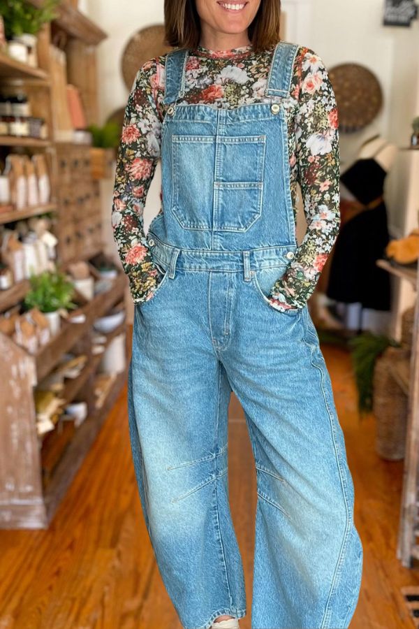 Vintage Loose Straight Cargo Overalls Jeans