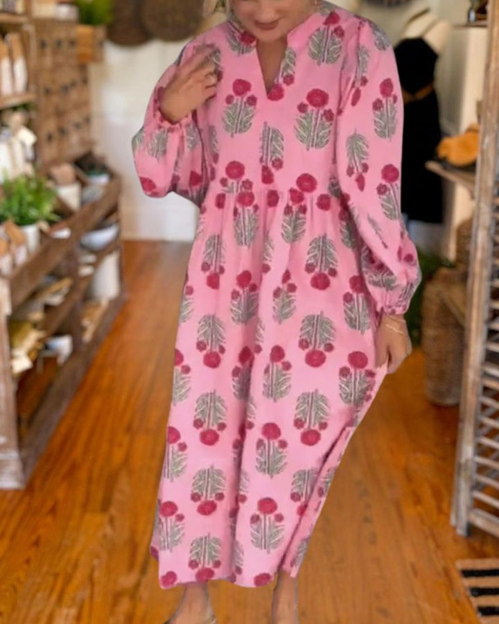 Fashion Long Sleeve Casual Floral Print Dress