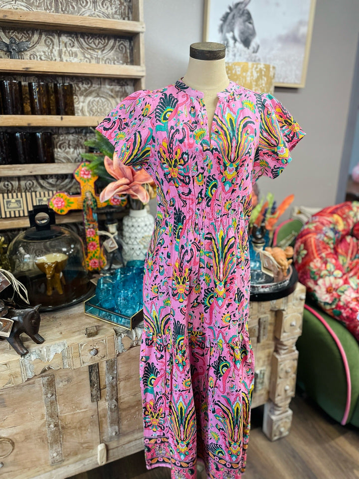 Elegant Botanical Pocket Dress