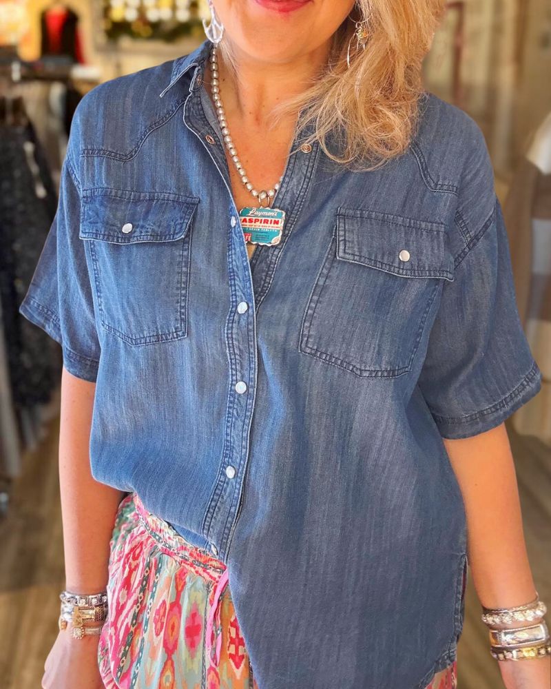 Casual Lapel Denim Shirt