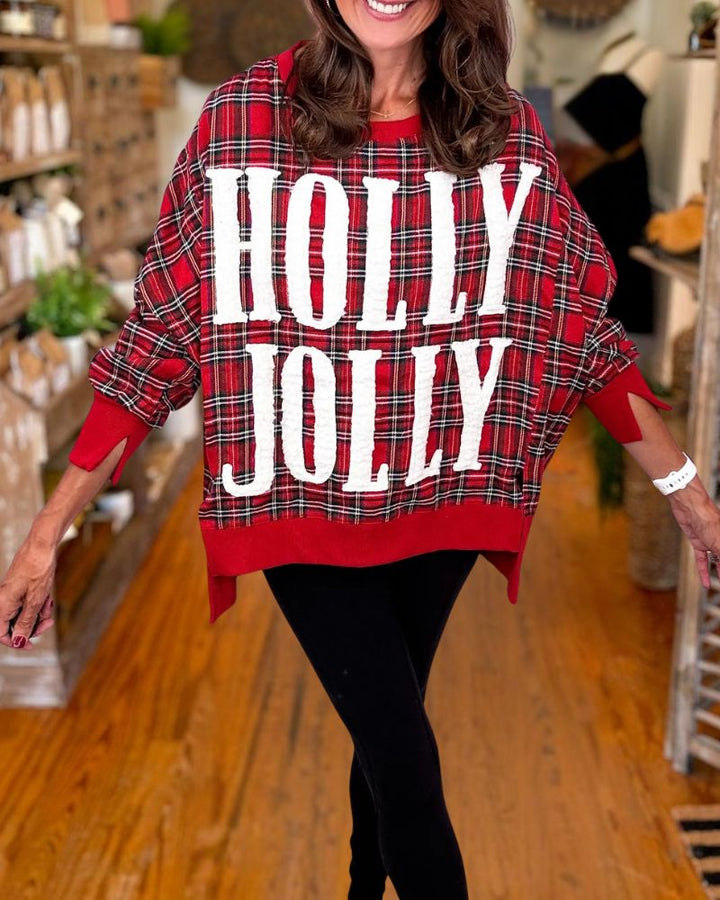 Holly Jolly Plaid Christmas Sweatshirt