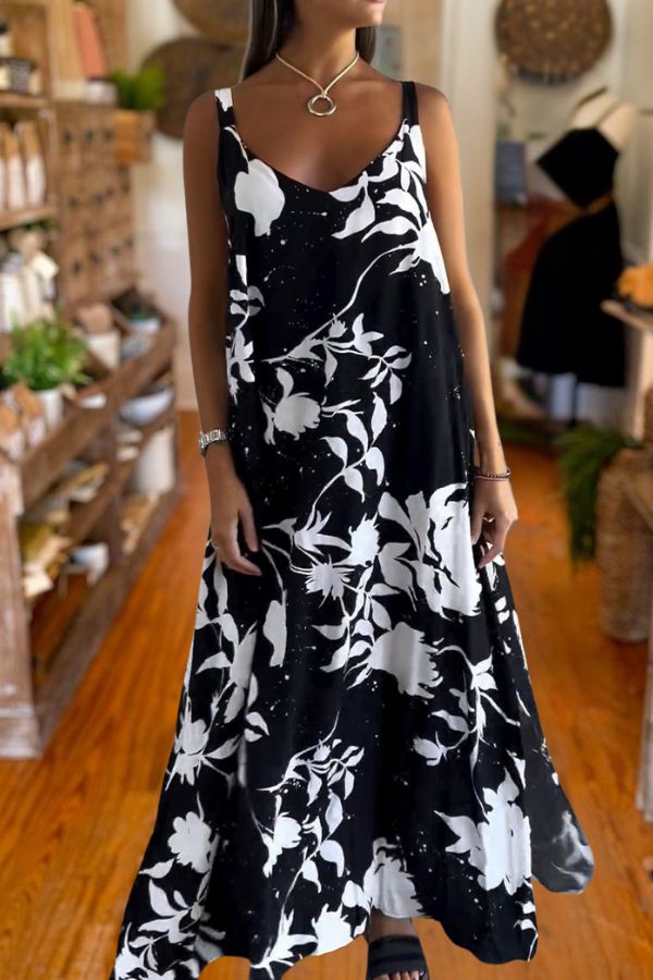 Comfortable Printed Halter Backless Dress