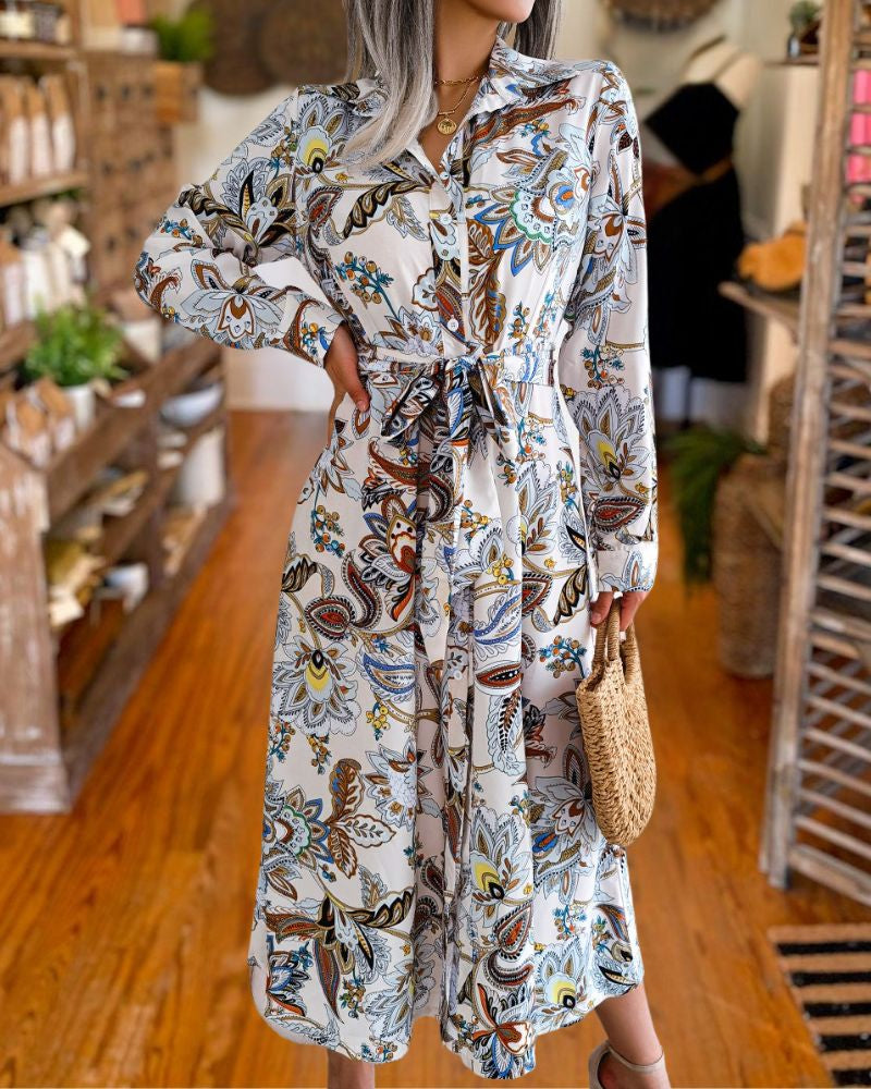 Vintage Floral Shirt Dress 