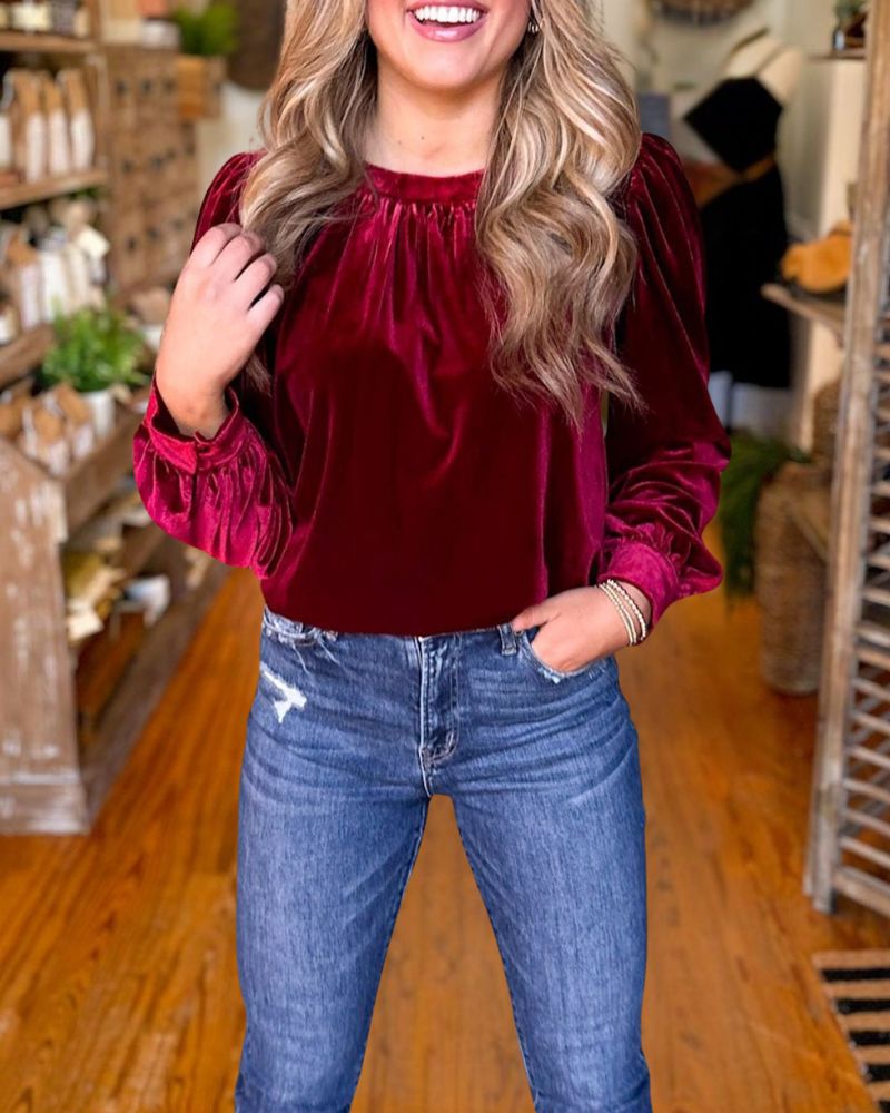Elegant Christmas Velvet Pullover Top