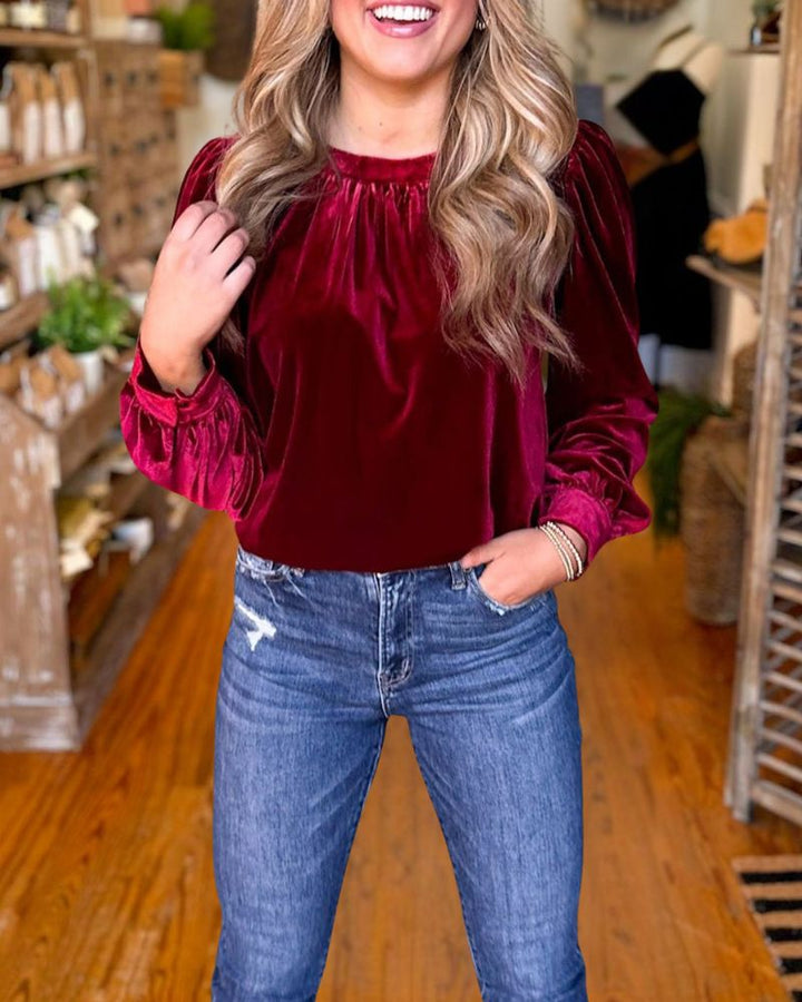 Elegant Christmas Velvet Pullover Top