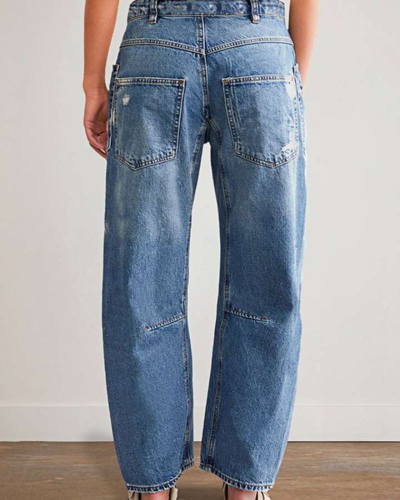 Casual Retro Ripped Straight Loose Jeans
