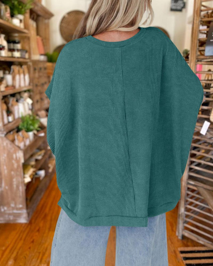 Summer Knitted Oversized Bat Sleeve T-Shirt