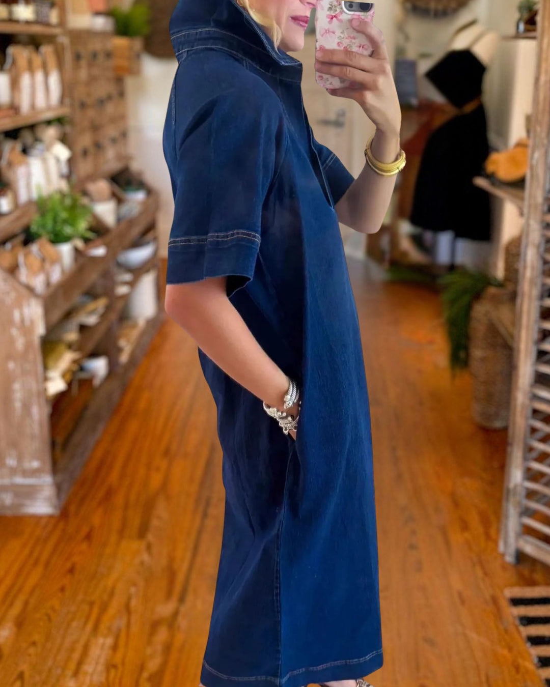 Classic Denim Midi Dress