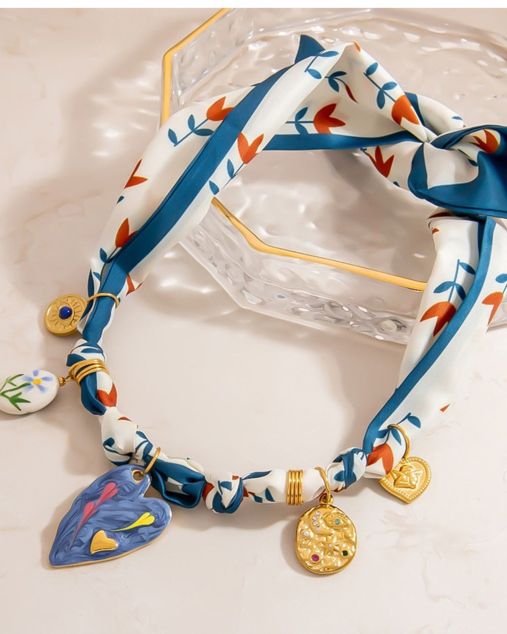 Colorful Heart Ceramic Pendant Necklace