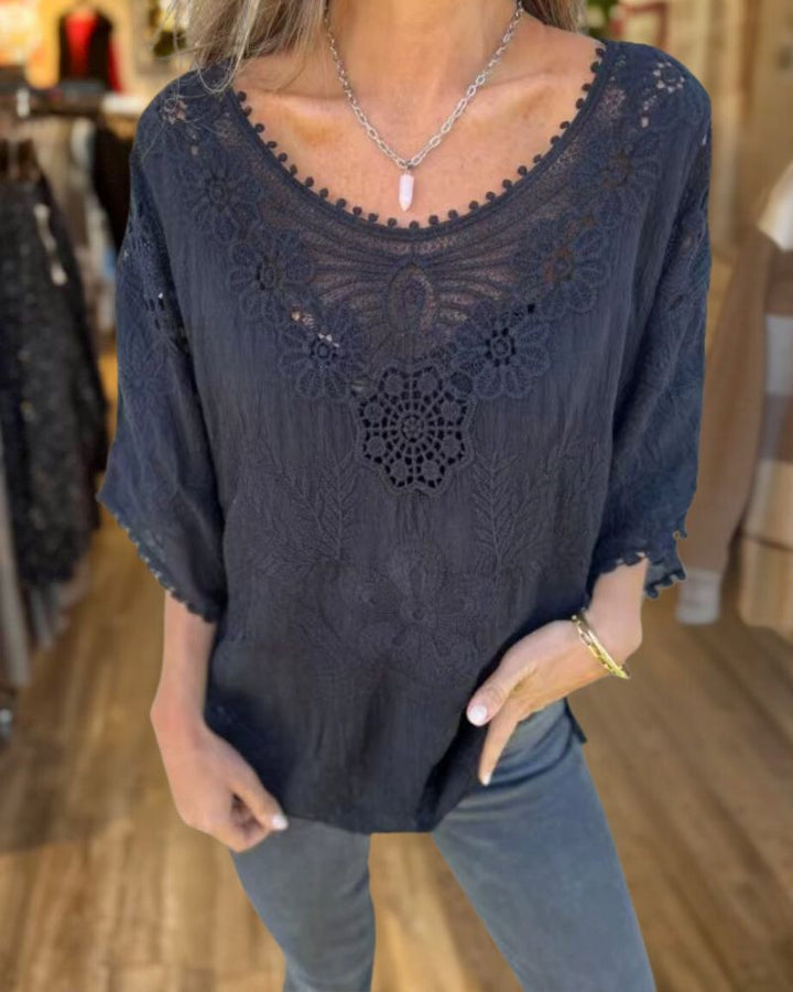 Loose Large Size Embroidery Top