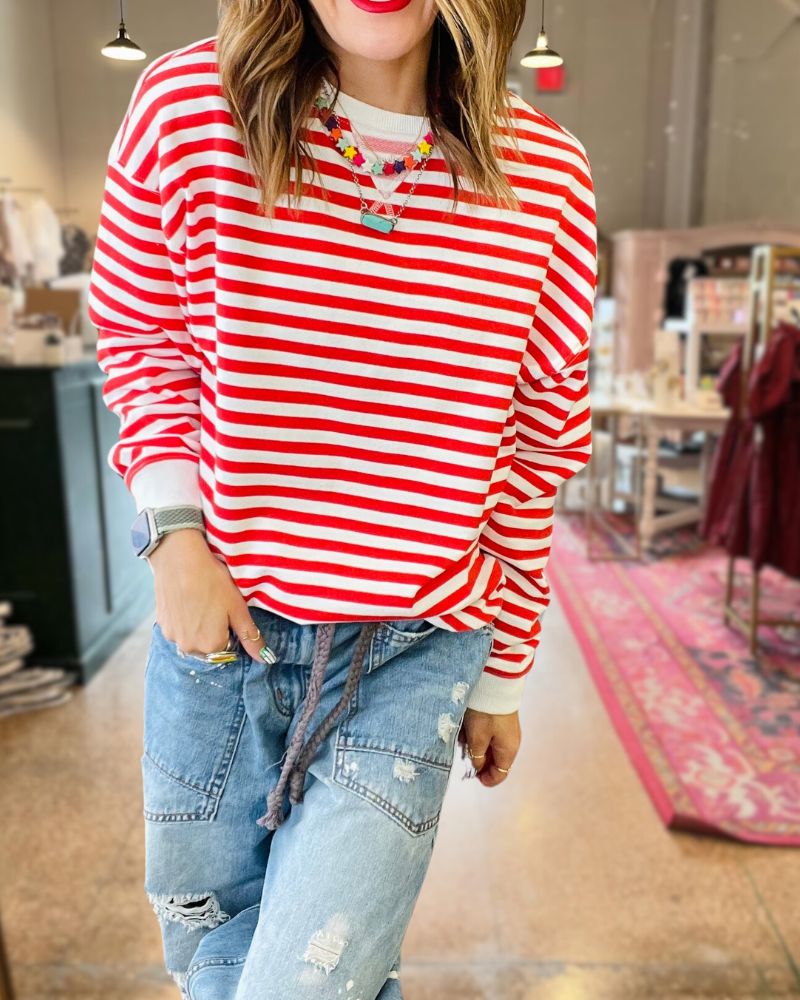 Casual Comfort Striped Sweatshirt