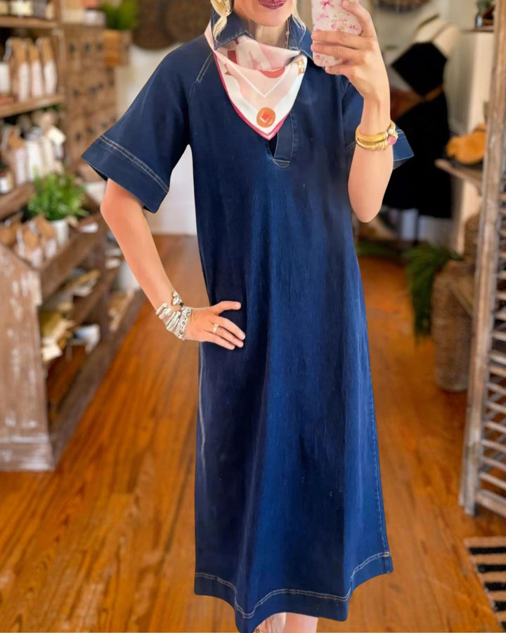 Classic Denim Midi Dress