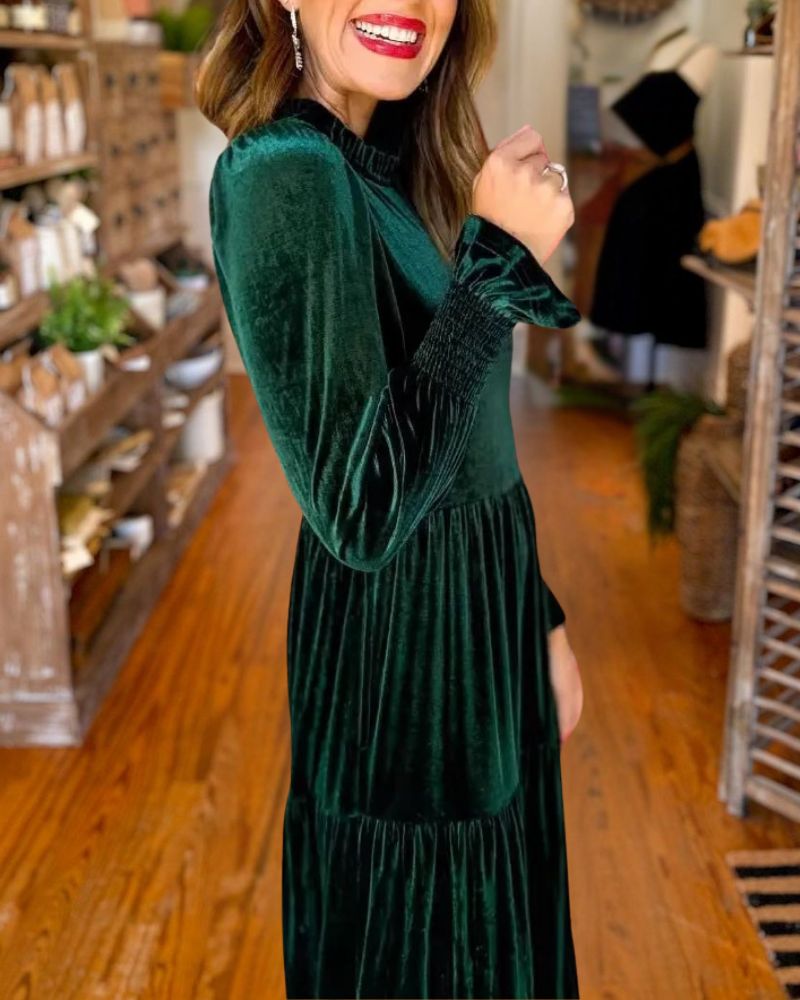 Elegant Christmas Velvet Swing Dress