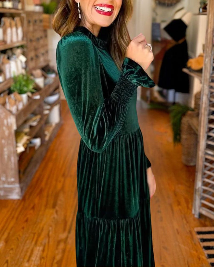 Elegant Christmas Velvet Swing Dress
