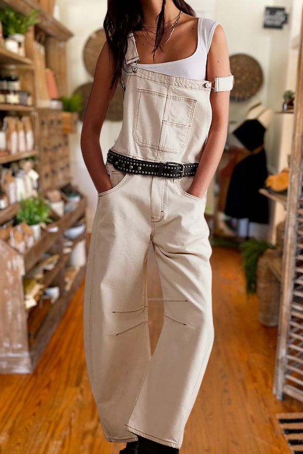Vintage Loose Straight Cargo Overalls Jeans