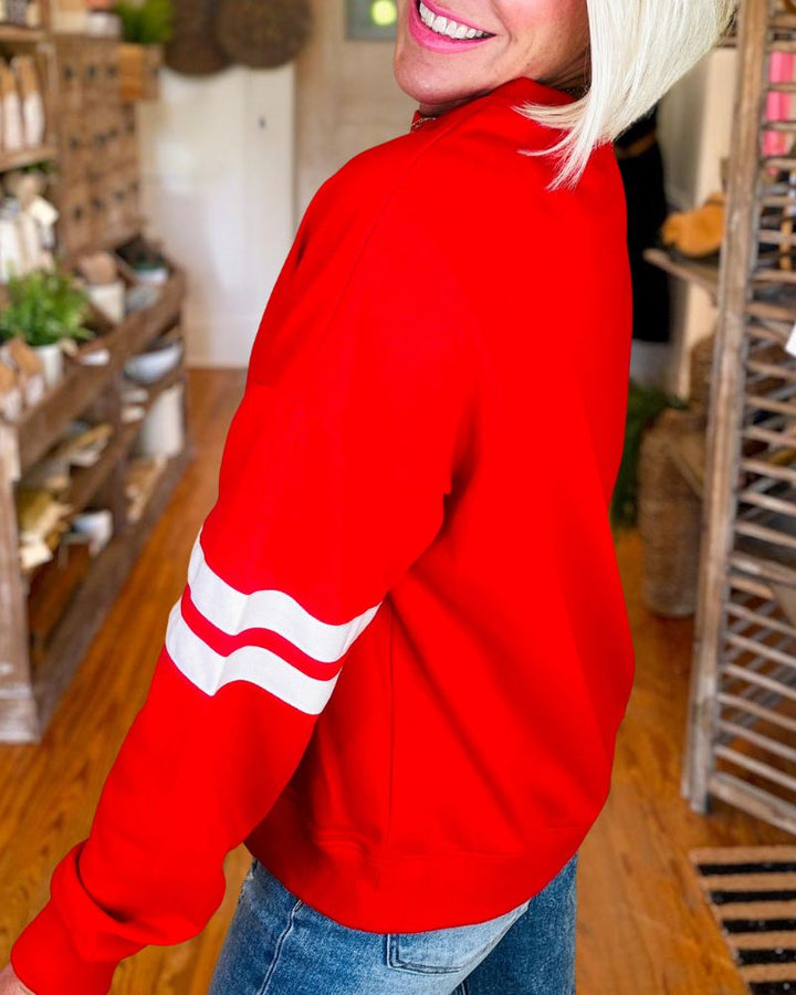 Sporty Casual Color Block Long Sleeve Sweatshirt