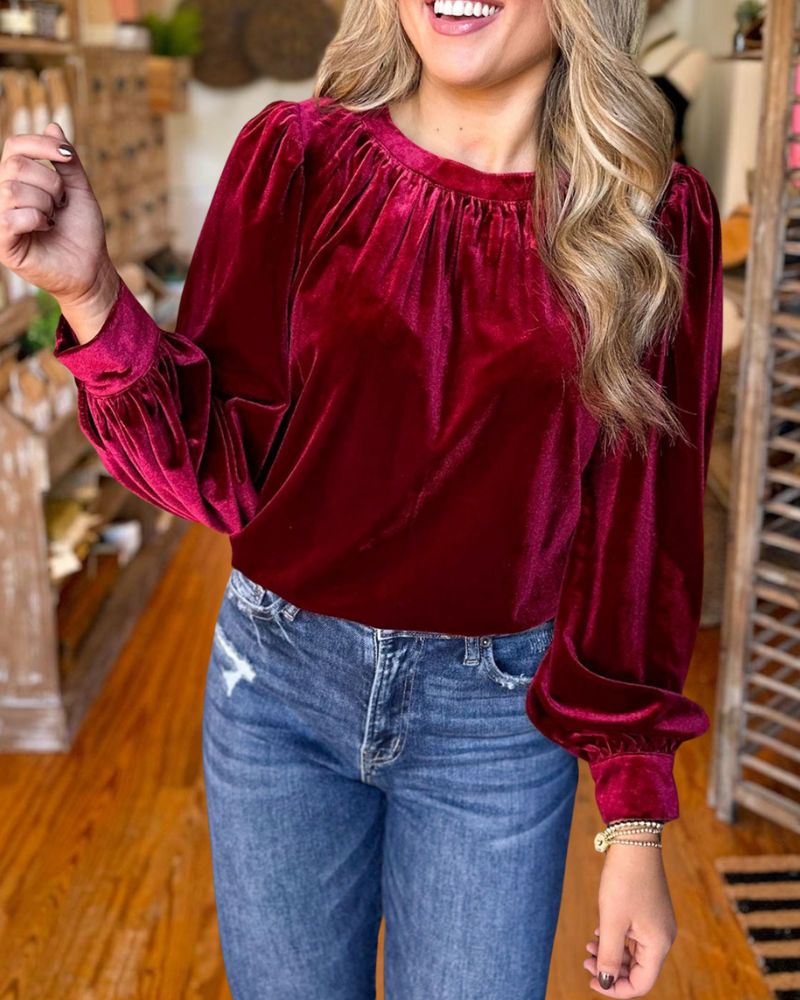 Elegant Christmas Velvet Pullover Top