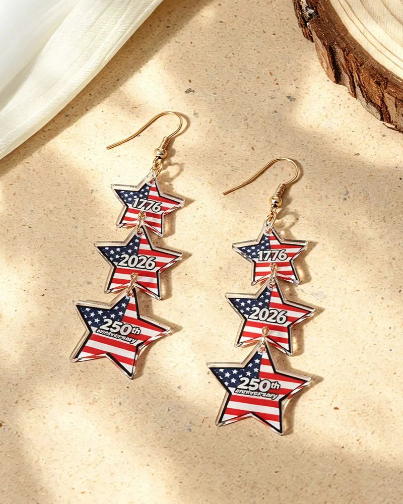 Flag Star Acrylic Earrings