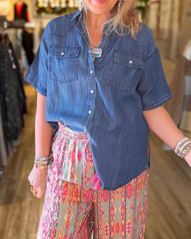 Casual Lapel Denim Shirt