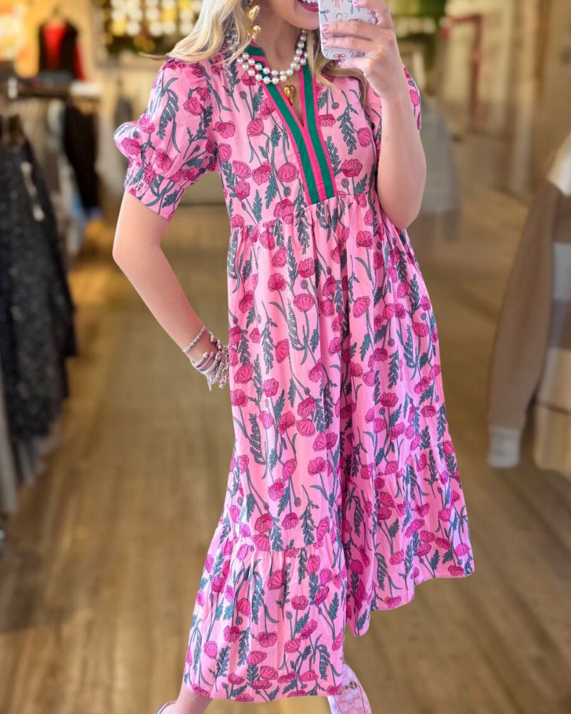 Elegant Holiday Print Swing Dress