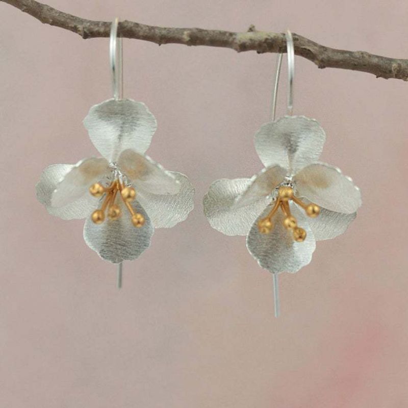 Flower Tassel Long Earrings