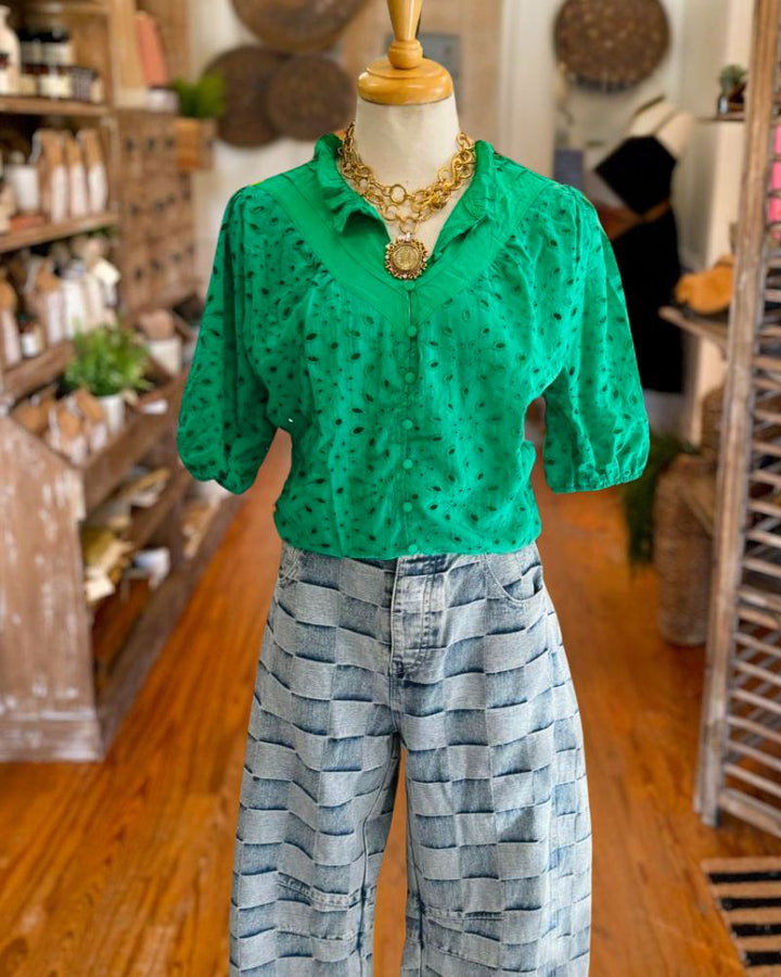 Elegant Lace Embroidered V-Neck Shirt
