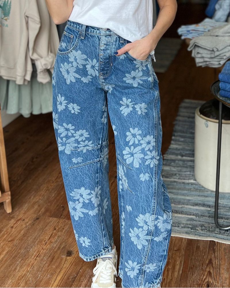 Casual Floral Print Jeans 