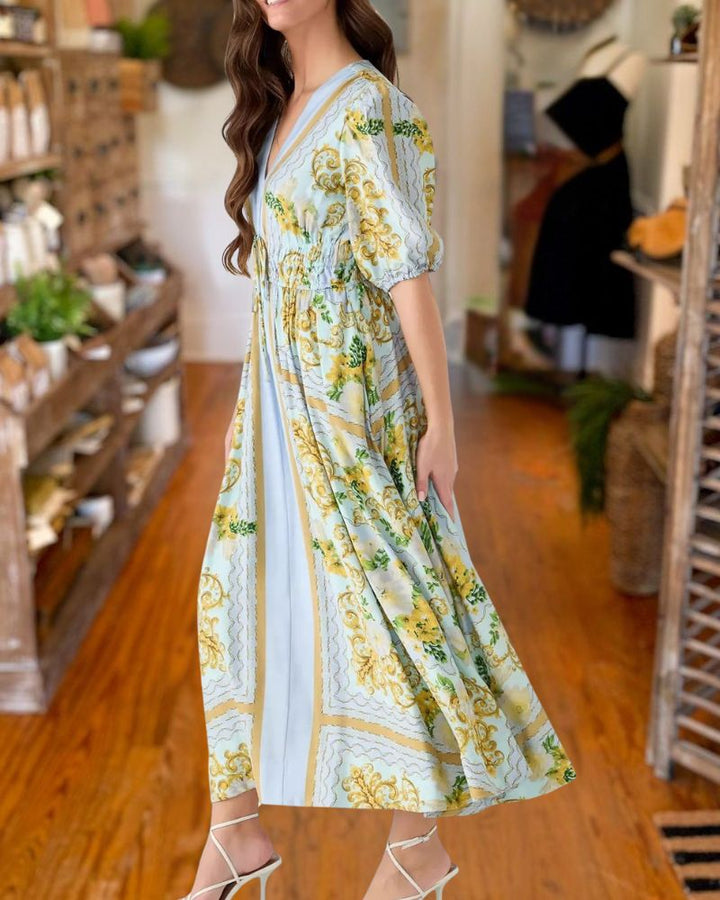 Vintage Inspired V-Neck Maxi Dress