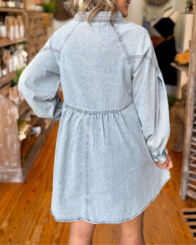 Casual Denim Shirt Dress
