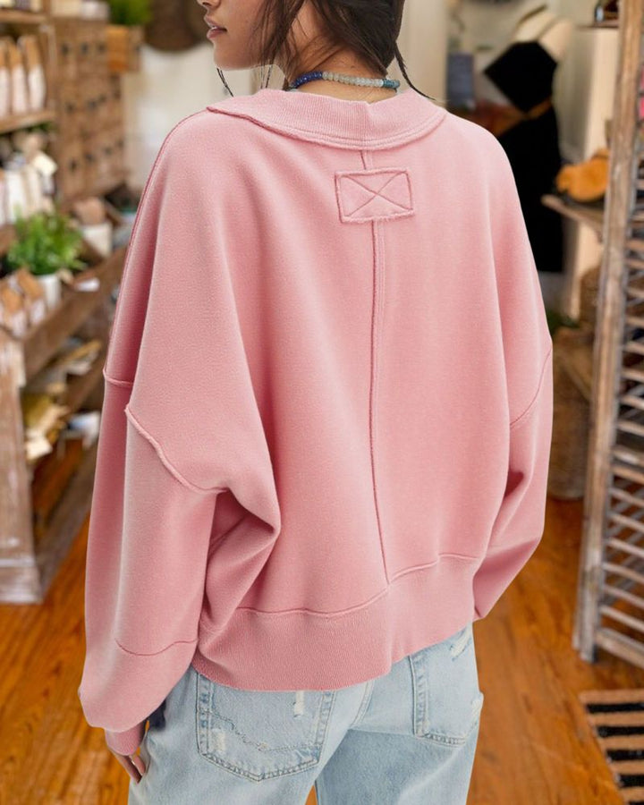 Solid Color Long Sleeve Pullover Sweatshirt