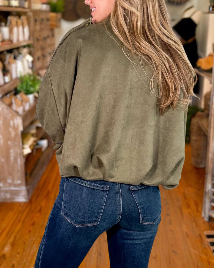 Fashion Solid Suede Jacket
