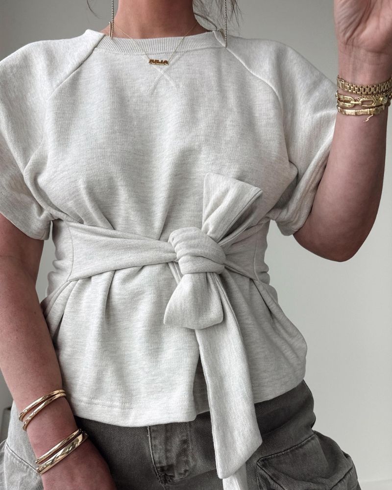 Casual Waist-Tie Short Sleeve Tee