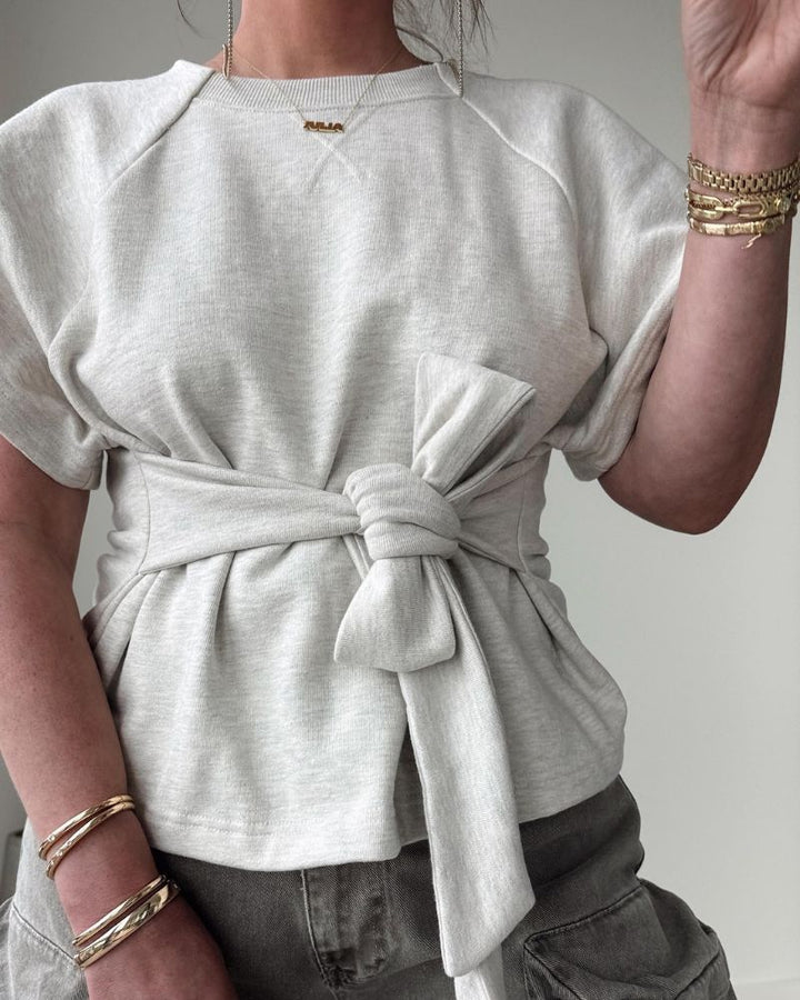 Casual Waist-Tie Short Sleeve Tee
