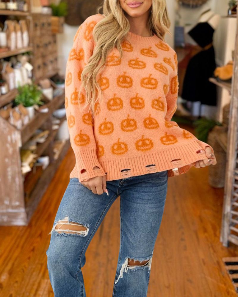 Halloween Pumpkin Pullover Sweater
