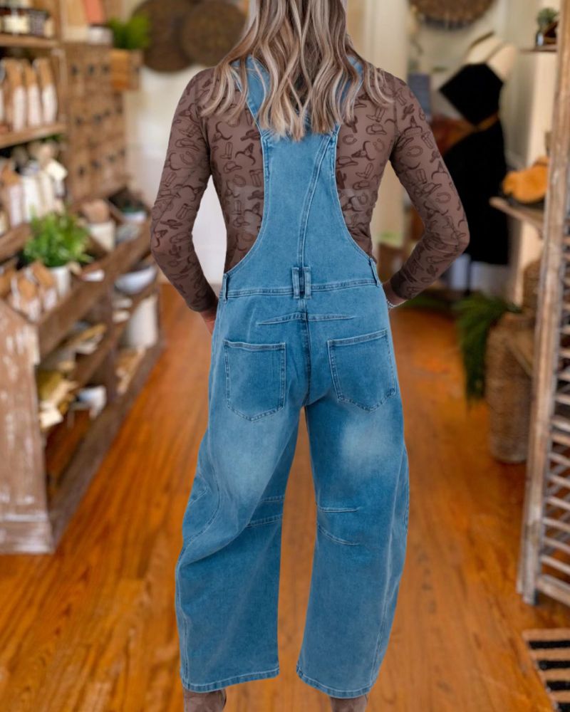 Vintage Loose Straight Cargo Overalls Jeans