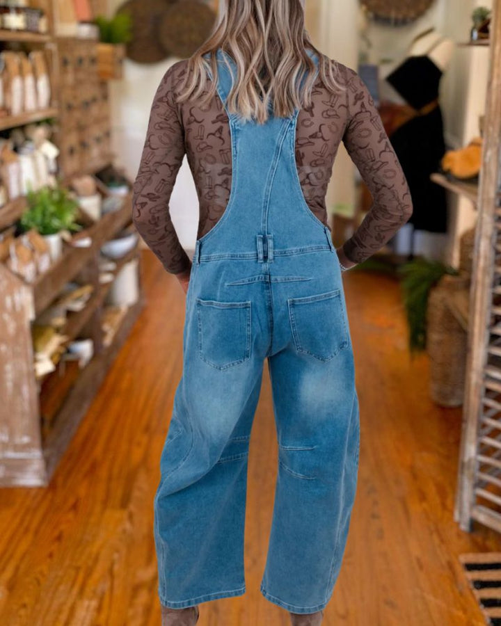 Vintage Loose Straight Cargo Overalls Jeans