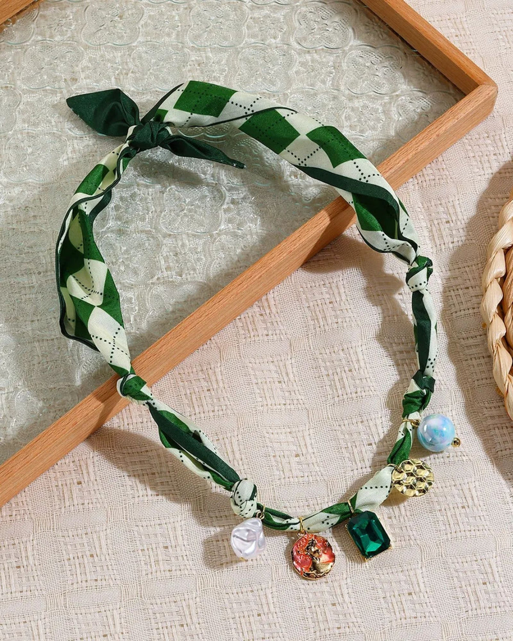 Colorful Multi-Pendant Pearl  Scarf Necklace