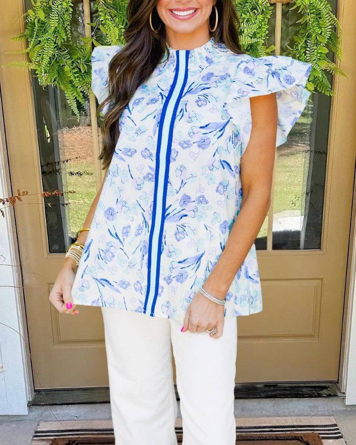 Holiday Striped Fly Sleeve Top