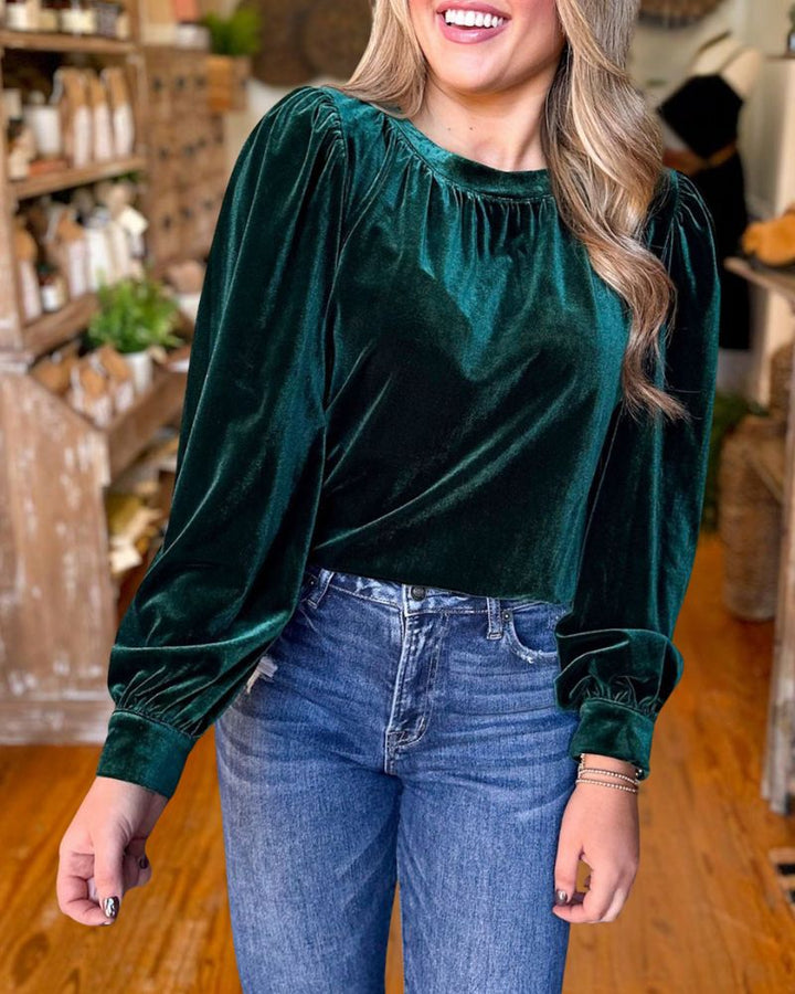 Elegant Christmas Velvet Pullover Top