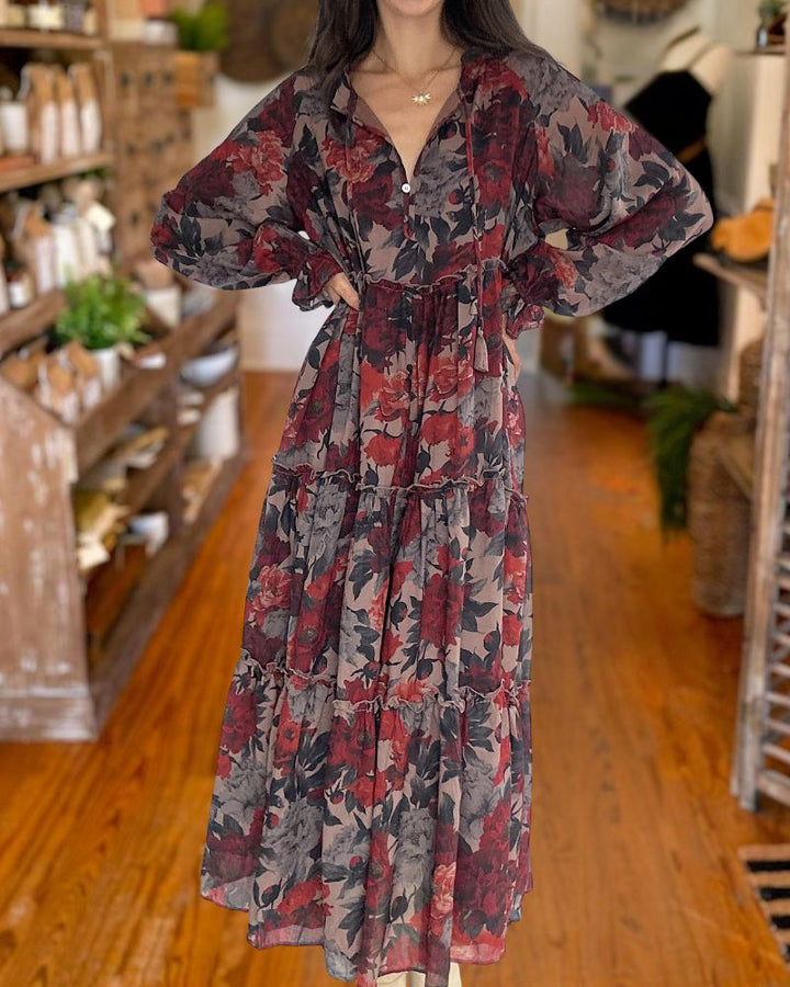 Fashion Floral Print Swing Dress