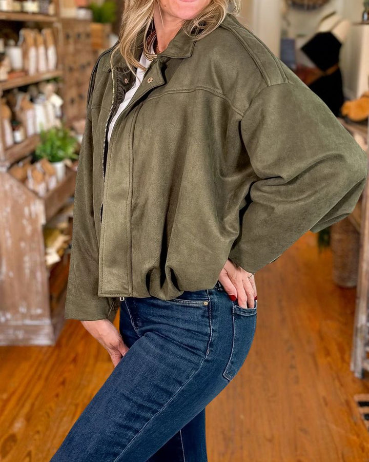 Fashion Solid Suede Jacket