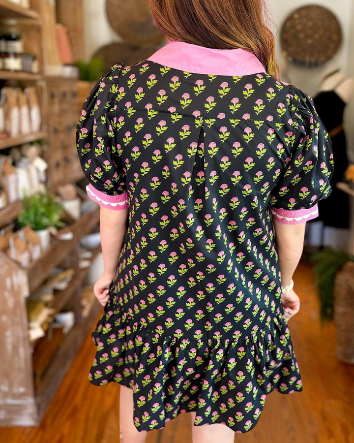 Floral Print Ruffle Hem Dress 