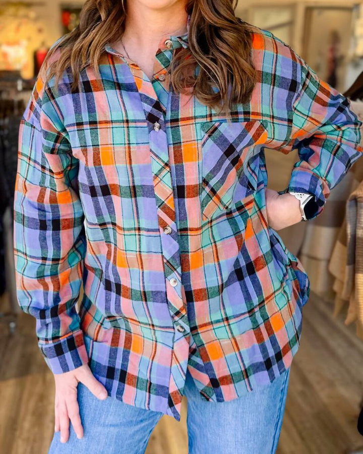Trendy and Vibrant Colorful Plaid Shirt