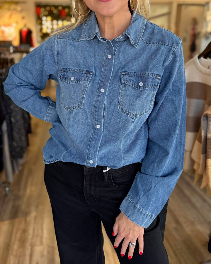 Slim Fit Washed Denim Shirt