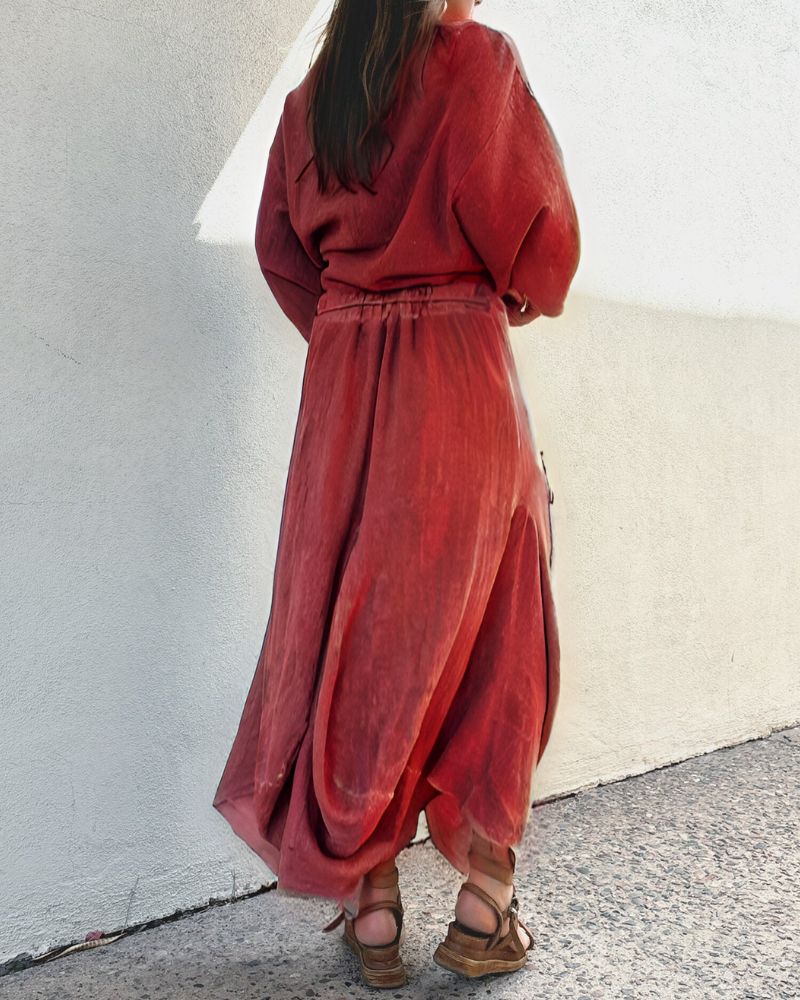Casual Solid Color Two-Piece Skirt Set