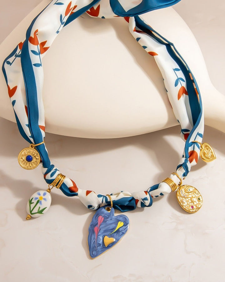 Colorful Heart Ceramic Pendant Necklace