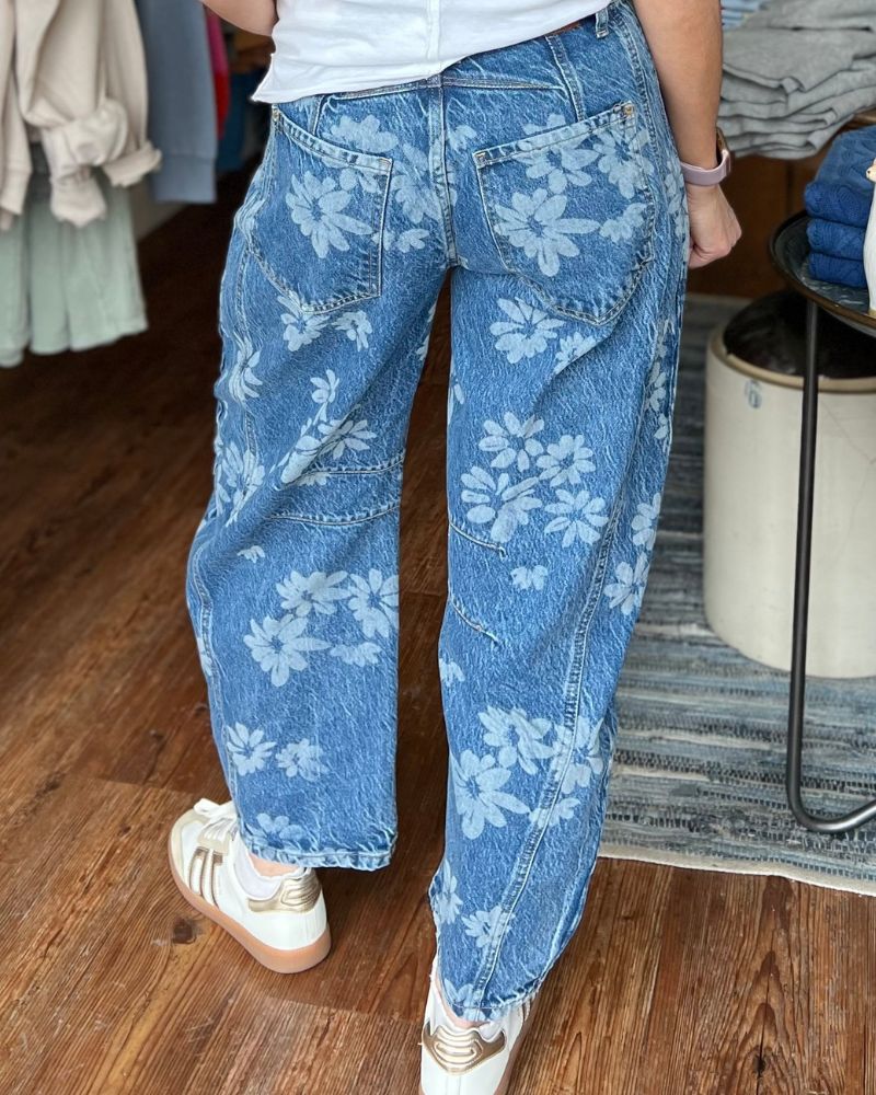 Casual Floral Print Jeans 