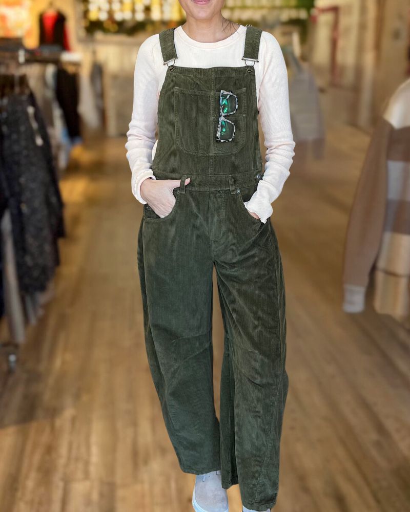 Corduroy Button Pocket Jumpsuit